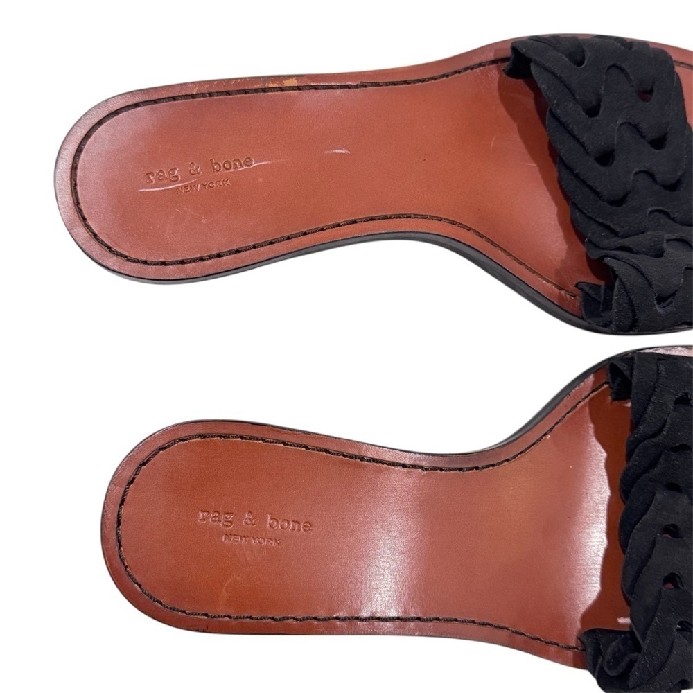 Rag & Bone New York Melrose Leather Kitten Heel Brown Black Braided Size 37/US 7 - Picture 5 of 11